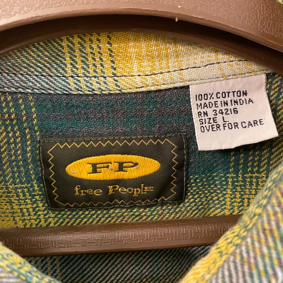 VINTAGE GRUNGE 90s Free people thick shadow Plaid Flannel Shirt L Large Men - Picture 2 of 8